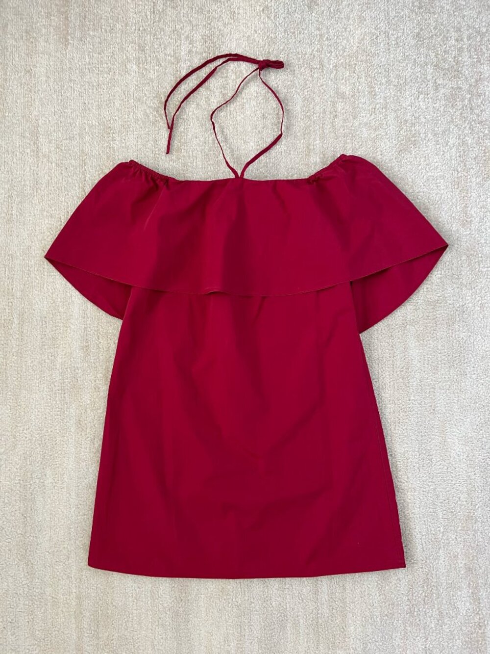 Alice + Olivia Boho Cotton Red Off The Shoulder Summer Mini Dress XS